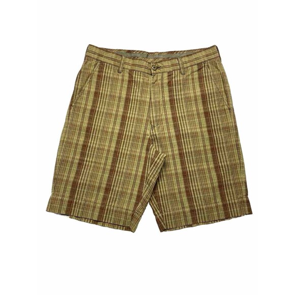 Tommy Bahama Relaxed Men's Cotton/Linen Shorts Sz 34 Multicolor Plaid Flat Front - Picture 2 of 13